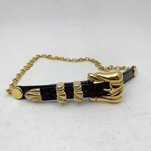 BB Simon Chain Belt Womens 27 Coppery Brown Croc Embossed Leather Vintage Brass